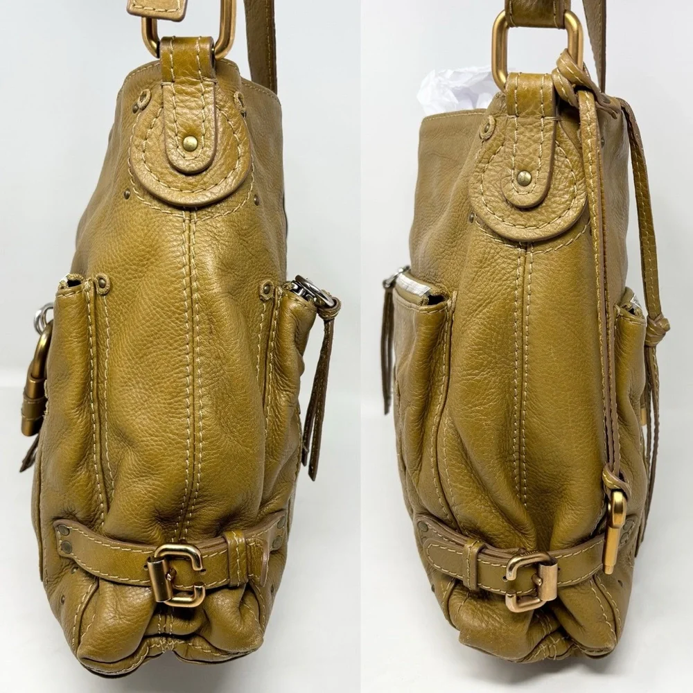 Chloé Paddington Hobo Tan Grained Leather Padlock Shoulder Bag Vintage Y2K